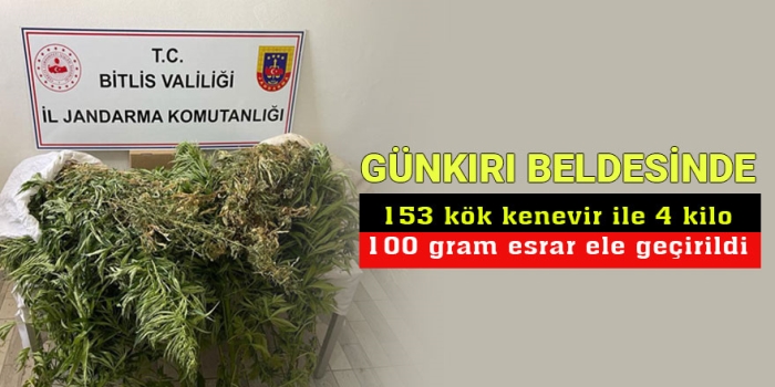 Günkırı Beldesinde 4 kilo 100 gram esrar ele geçirildi