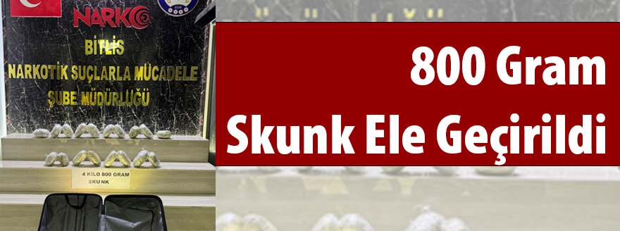 Bitlis’te Yolcu Otobüsünde 4 Kilo 800 Gram Skunk E…